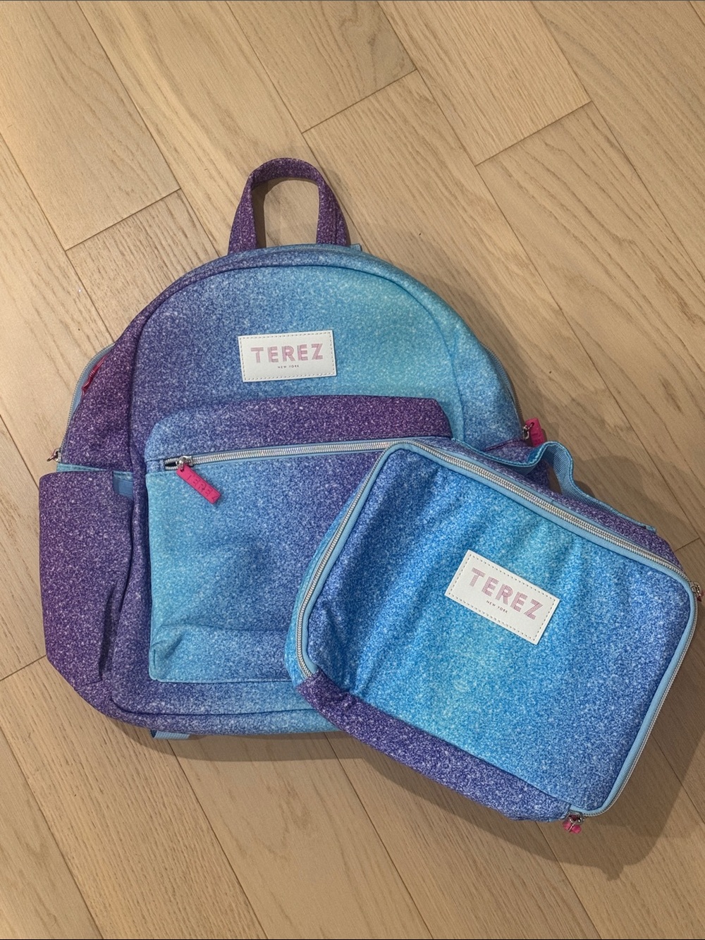 Terez Kids Unicorn FauxGlitter Ombre Backpack & Lunch Bag Set